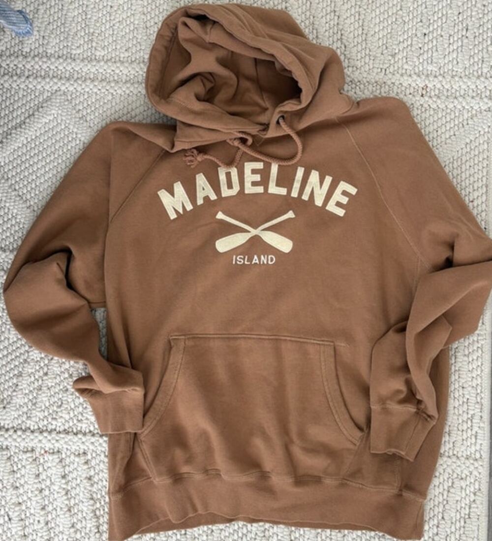 NWOT Nude Brown Graphic Island Oversized Embroidered Hoodie Size XL
